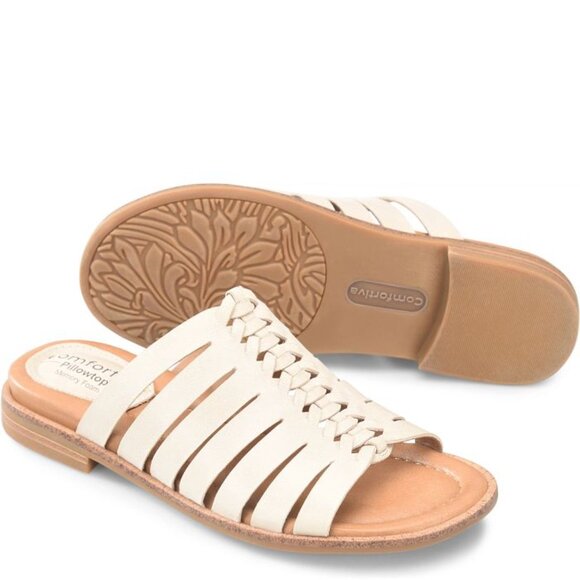 NEW Comfortiva Dasya Slide Sandals - Leather in Beige  For Women 252 - Picture 1 of 5